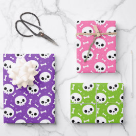 Cute Schedel & Gebeente Halloween Patronen Inpakpapier Vel