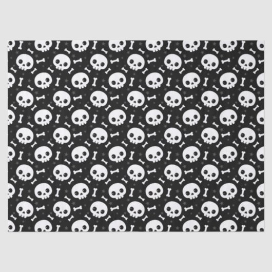 Cute Schedel & Gebeente Halloween Patroon Tissuepapier (Voorkant)
