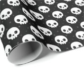 Cute Schedel Halloween Patroon Cadeaupapier (Rol Hoek)