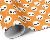 Cute Schedel Halloween Patroon Cadeaupapier (Rol Hoek)
