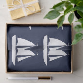 Cute scheepsmodellen witte zeilboten marineblauw tissuepapier (Geschenk)