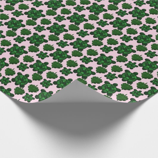 Cute schildpad en monstera bladeren patroon cadeaupapier (Hoek)