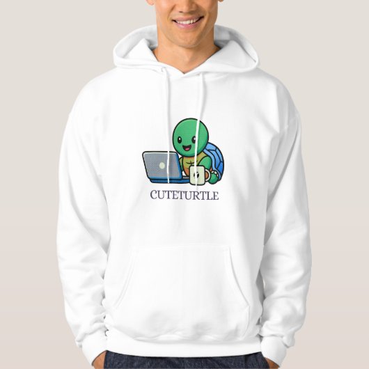 Cute Schildpad Laptop Cartoon Hoodie (Voorkant)