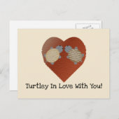 Cute schildpadden met een hart achtergrond feestdagenkaart (Voorkant / Achterkant)