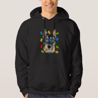 Cute Schnauzer Autism Puzzle Sunglazen Puppies Ow Hoodie