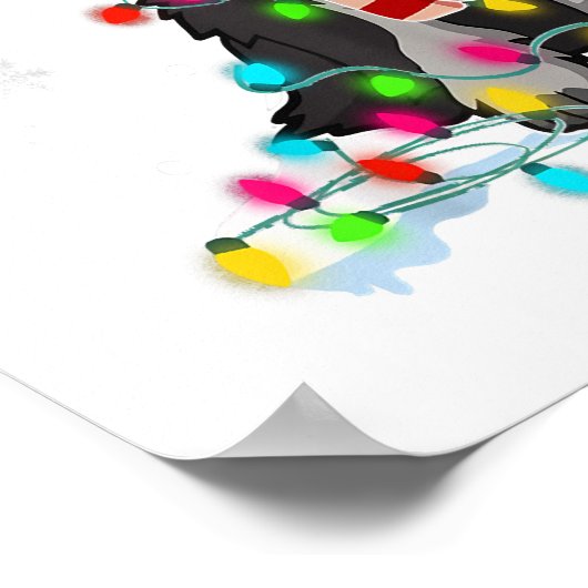 Cute Schnauzer Christmas Lights With Santa Hat Poster (Hoek)