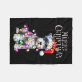 Cute Schnauzer Christmas Lights Xmas Dog Santa Hat Fleece Deken (Voorkant (Horizontaal))