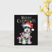 Cute Schnauzer Christmas Lights Xmas Dog Santa Hat Kaart (Gele Bloem)