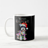 Cute Schnauzer Christmas Lights Xmas Dog Santa Hat Koffiemok (Links)