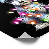 Cute Schnauzer Christmas Lights Xmas Dog Santa Hat Poster (Hoek)