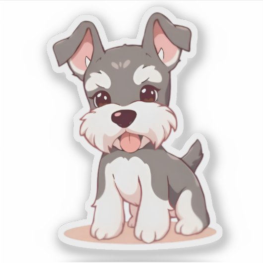 Cute Schnauzer Custom-Cut Vinyl Sticker (Voorkant)