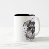 Cute Schnauzer Dog Drawing Tweekleurige Koffiemok (Voorkant rechts)