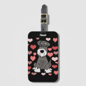 Cute Schnauzer Dog en Hearts Pattern Art Bagagelabel (Voorkant (verticaal))