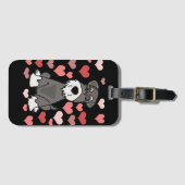 Cute Schnauzer Dog en Hearts Pattern Art Bagagelabel (Voorkant (horizontaal))