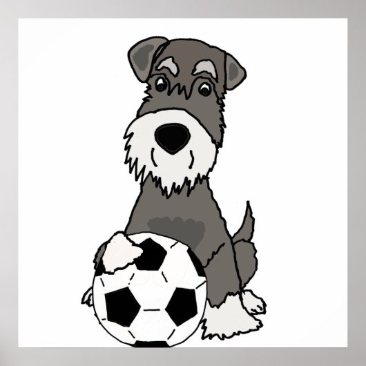 Cute Schnauzer Dog Spelling Cartoon Poster (Voorkant)
