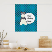 Cute Schnauzer en Polka Dots Birthday Poster (Keuken)
