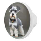 Cute Schnauzer Keramische Knop (Rechts)