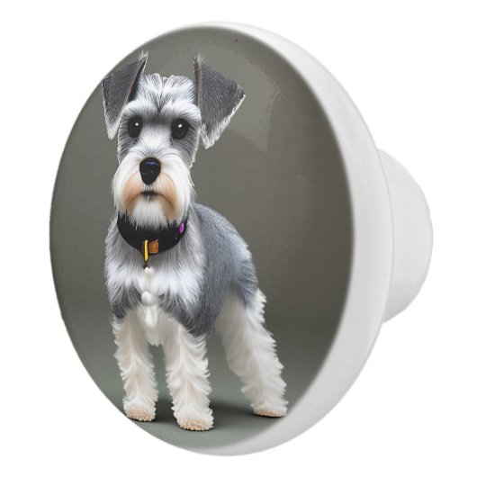 Cute Schnauzer Keramische Knop (Rechts)