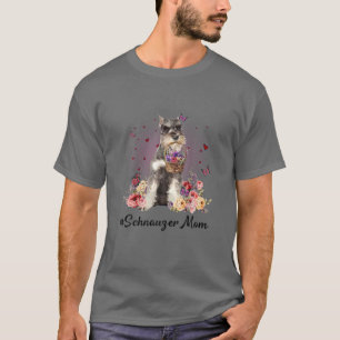Cute Schnauzer mama Flower Happy Moederdag Love T-shirt