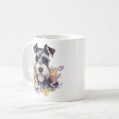 Cute Schnauzer Portrait with Flowes Koffiemok (Voorkant links)