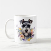 Cute Schnauzer Portrait with Flowes Koffiemok (Links)
