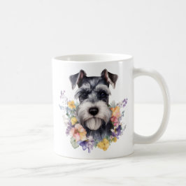 Cute Schnauzer Portrait with Flowes Koffiemok