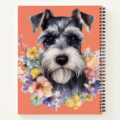 Cute Schnauzer Portret met Flowers Notitieboek (Achterkant)