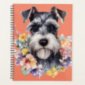 Cute Schnauzer Portret met Flowers Planner (Voorkant)