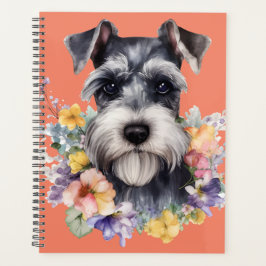 Cute Schnauzer Portret met Flowers Planner