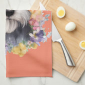 Cute Schnauzer Portret met Flowers Theedoek (Quarter Fold)