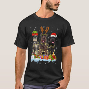 Cute Schnauzer Santa Hat Kerstmis Light Xmas T-shirt