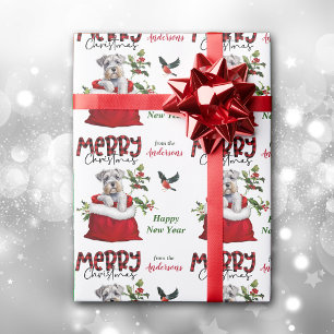 Cute Schnauzer Terrier Dog in kerstcadeau Cadeaupapier