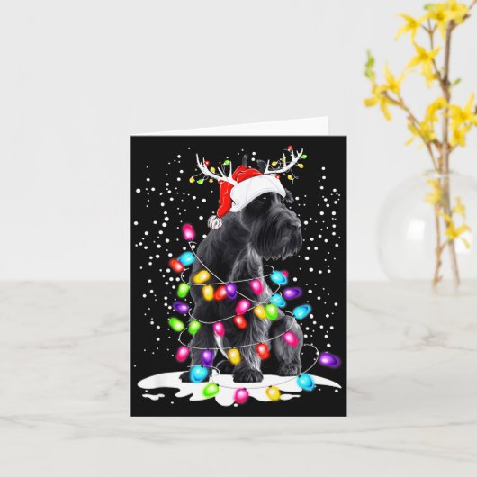 Cute Schnauzer With Christmas Lights Kaart (Gele Bloem)