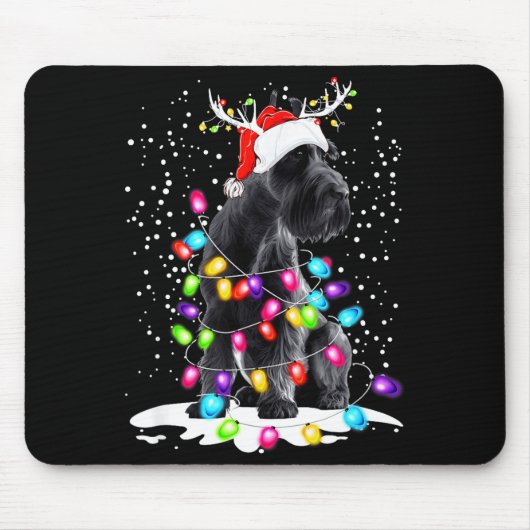 Cute Schnauzer With Christmas Lights Muismat (Voorkant)