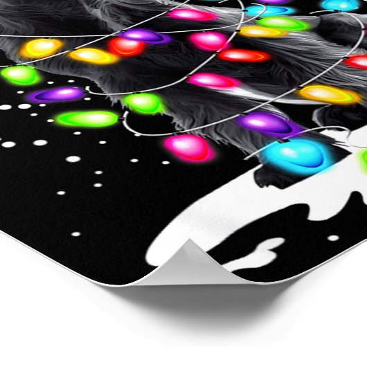 Cute Schnauzer With Christmas Lights Poster (Hoek)