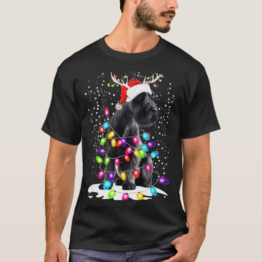 Cute Schnauzer With Christmas Lights T-shirt (Voorkant)