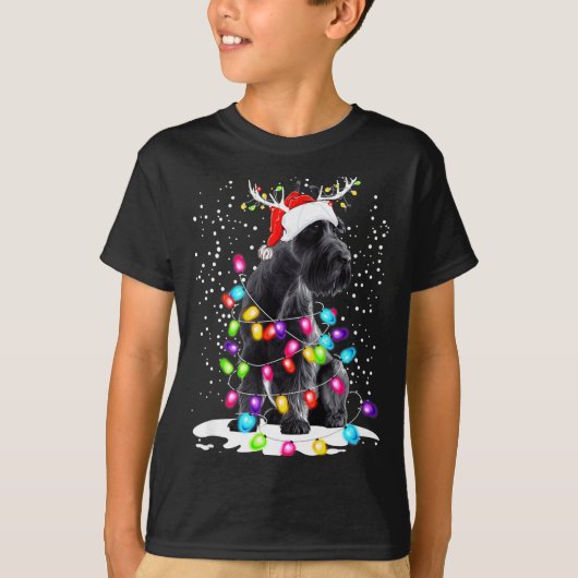 Cute Schnauzer With Christmas Lights  T-shirt (Voorkant)