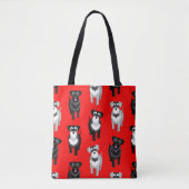 Cute Schnauzers Pattern Red Tote Bag (Voorkant)