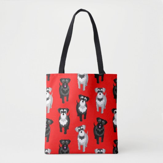 Cute Schnauzers Pattern Red Tote Bag (Voorkant)