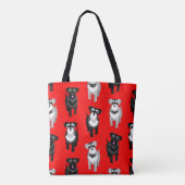 Cute Schnauzers Pattern Red Tote Bag (Achterkant)