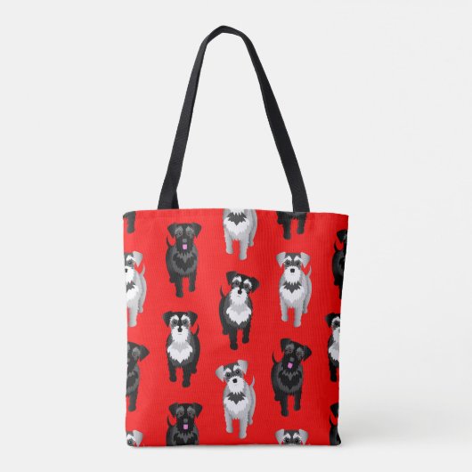 Cute Schnauzers Pattern Red Tote Bag (Achterkant)