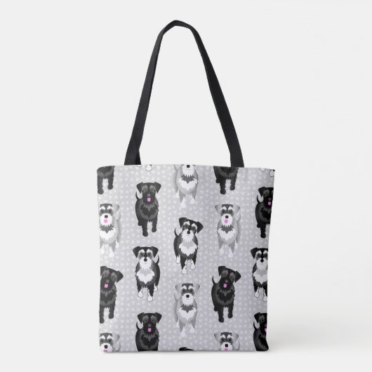 Cute Schnauzers Retro Pattern Tote Bag (Achterkant)
