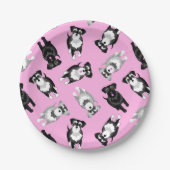 Cute schnauzers roze cake papieren bordje (Voorkant)