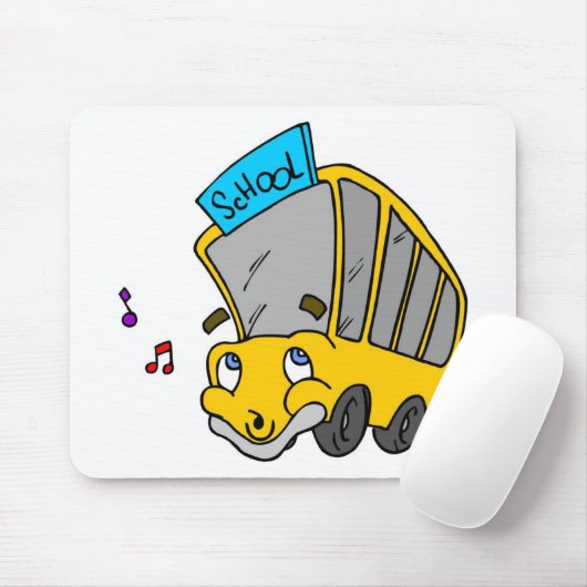 Cute School Bus Drawing Happy Face Muismat (Met muis)