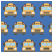 Cute School Bus Driver Royal Blue Pattern Stof (Close Up)