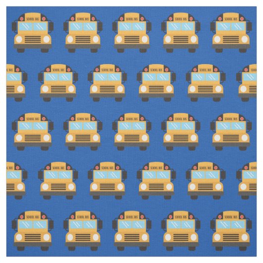 Cute School Bus Driver Royal Blue Pattern Stof (Swatch)