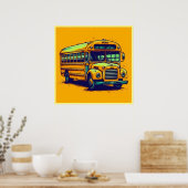 Cute School Bus Poster (Keuken)