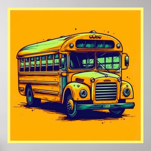 Cute School Bus Poster (Voorkant)