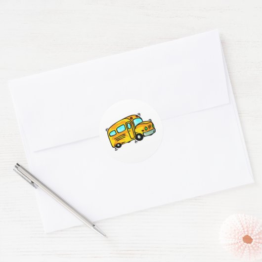 Cute School Bus Ronde Sticker (Envelop)