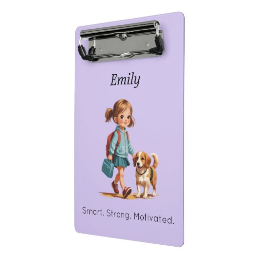 Cute School Clipboard – Custom Name Mini Klembord (Angled2)